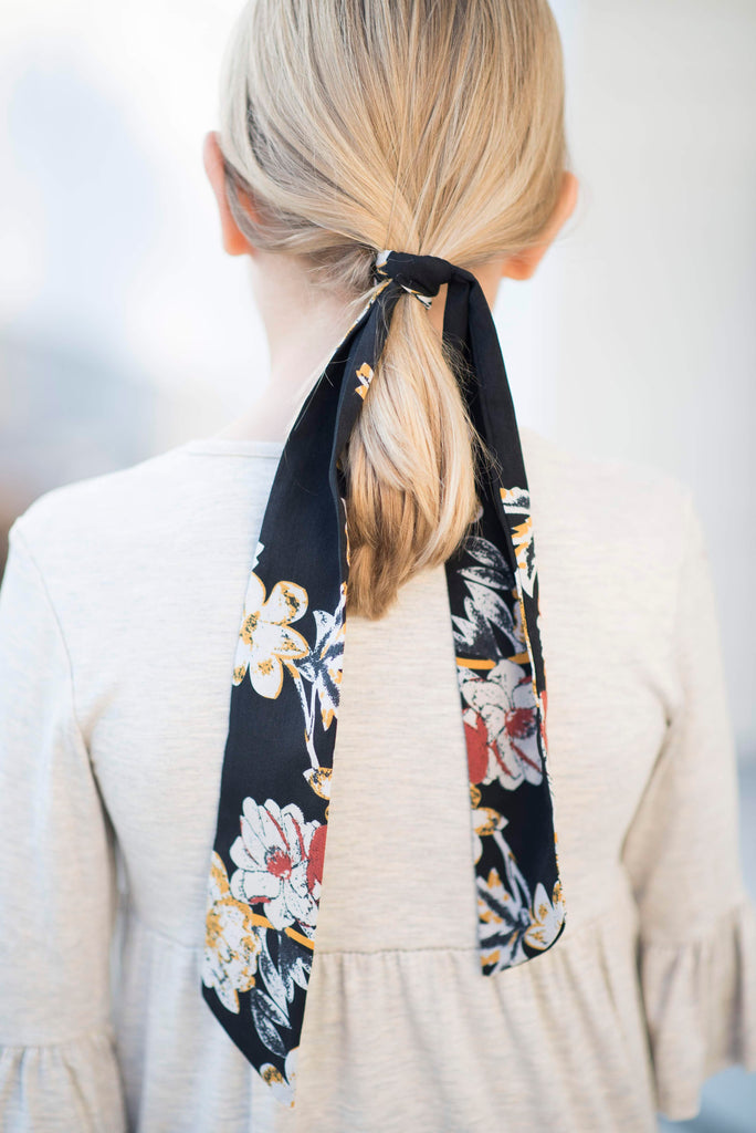 Black Floral Scarf