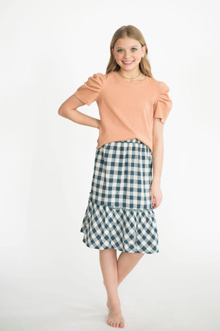 Lottie Plaid Skirt in Blue