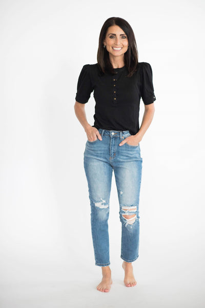 Benett High Rise Cropped Mom Jeans