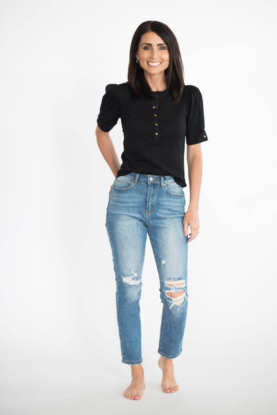 Benett High Rise Cropped Mom Jeans