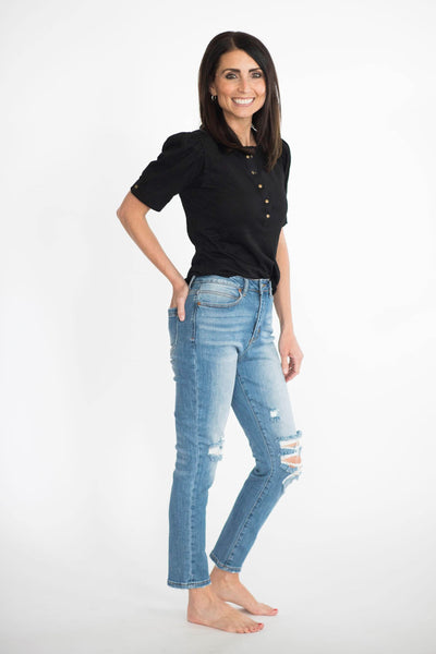 Benett High Rise Cropped Mom Jeans