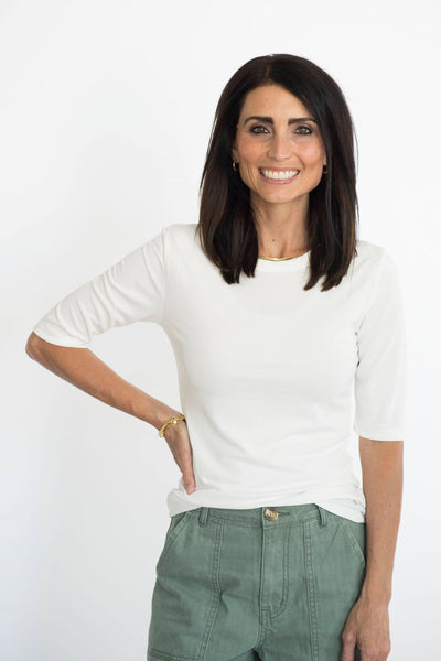 Trish Ribbed Top in Ivory