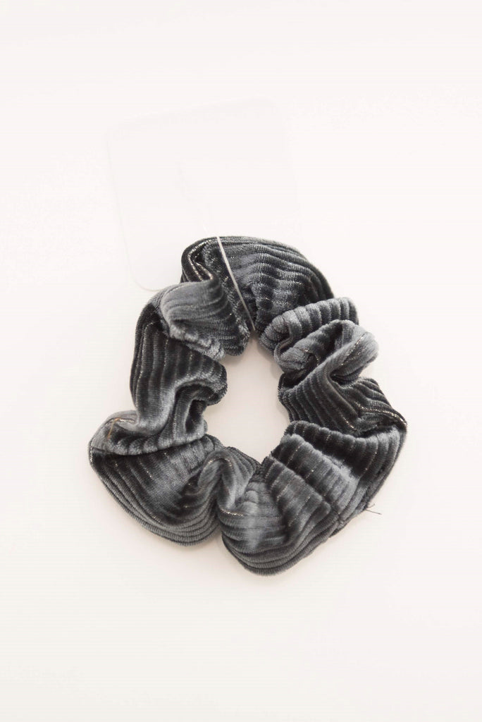 Grey Velvet Scrunchie