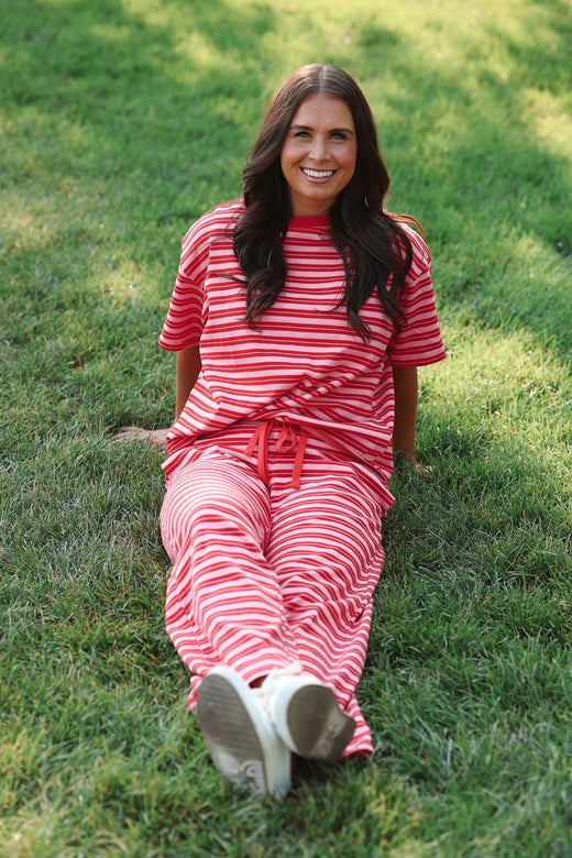 Brianne Shirt in Red/Pink — Brooklyn Blush women's boutique, Draper Utah