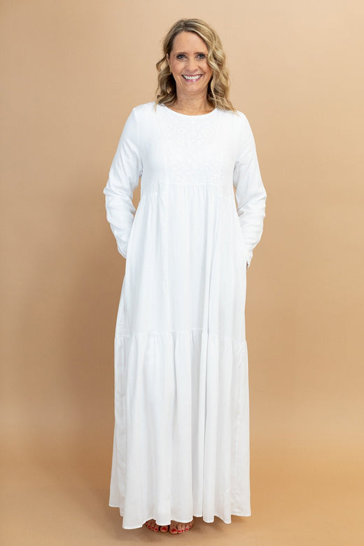 Grace Temple Dress — white LDS temple dress from Brooklyn Blush in Draper, Utah