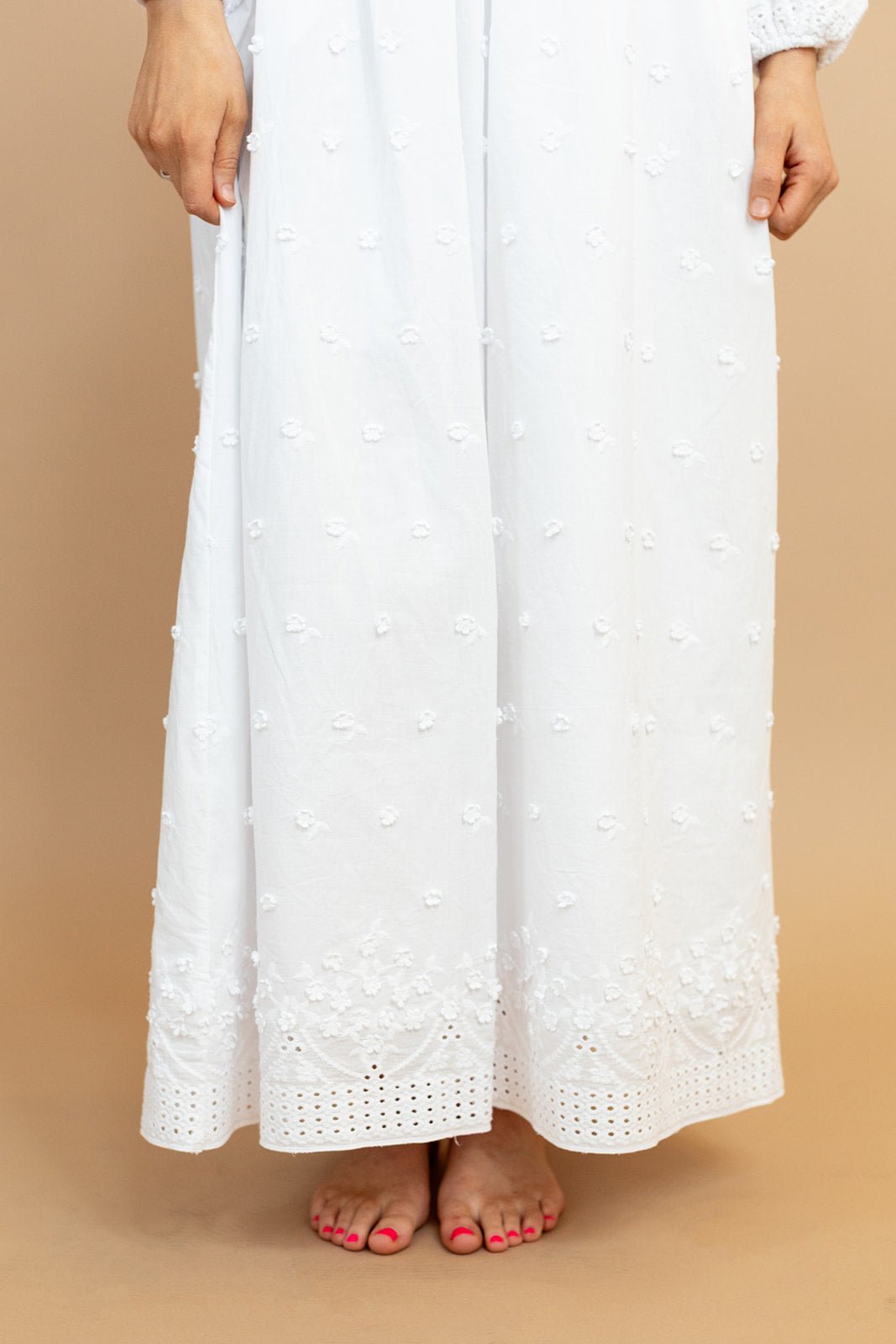 Bonnie Eyelet Temple Dress — white eyelet LDS temple dress, view 2