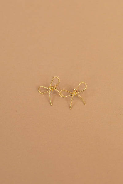 Gold Bow Stud Earrings
