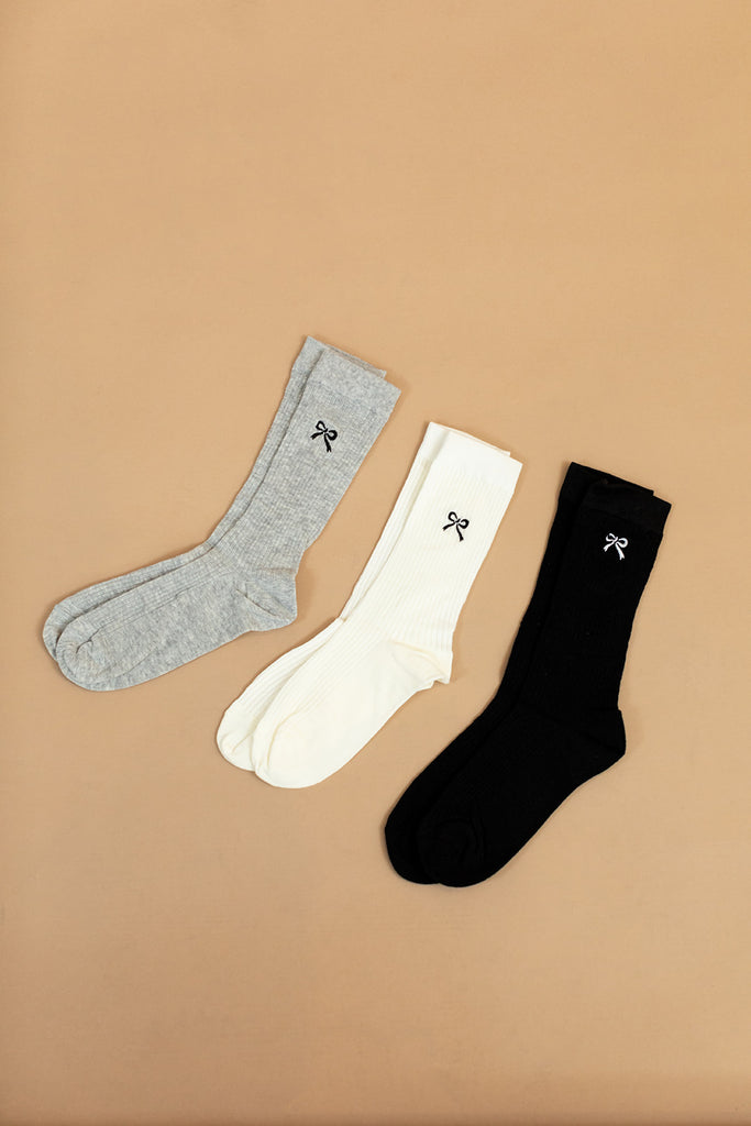 Bow Socks in Black(thick)