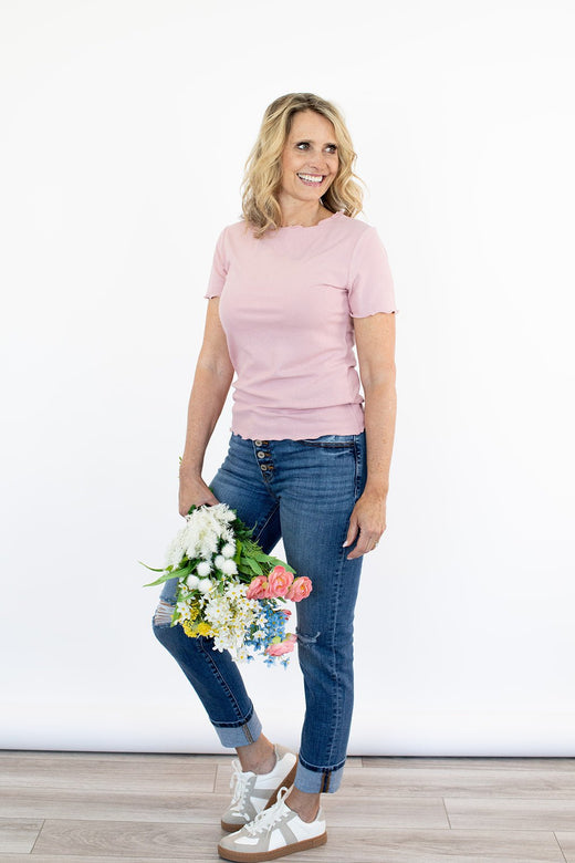 Stella Ribbed Knit Top in Pink — Brooklyn Blush women's boutique, Draper Utah