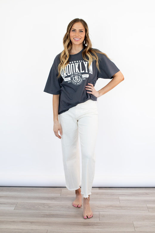 Avery Cropped Jeans In Ivory — Brooklyn Blush women's boutique, Draper Utah