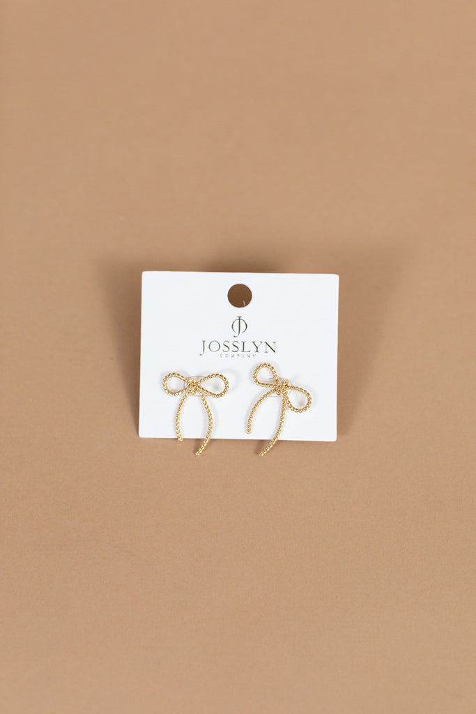 Rope Bow Stud Earrings (Gold)