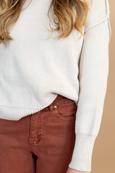 Avery Cropped Jeans In Terracotta