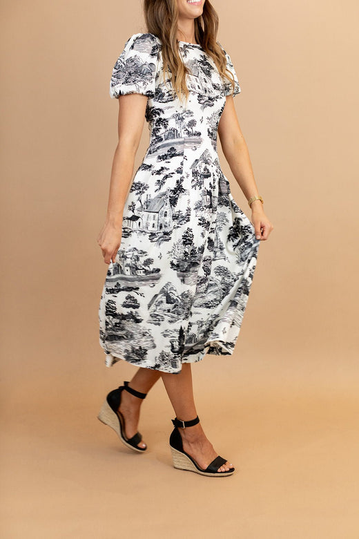 Sofia Toile Midi Dress — Brooklyn Blush women's boutique, Draper Utah