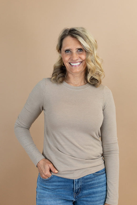 Reece Top in Mocha — Brooklyn Blush women's boutique, Draper Utah