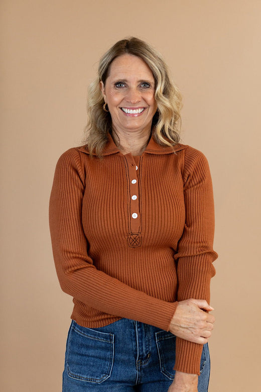 Jayda Top in Rust — Brooklyn Blush women's boutique, Draper Utah