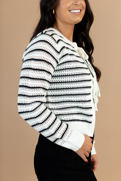 Ember Bow Cardigan Sweater in Black