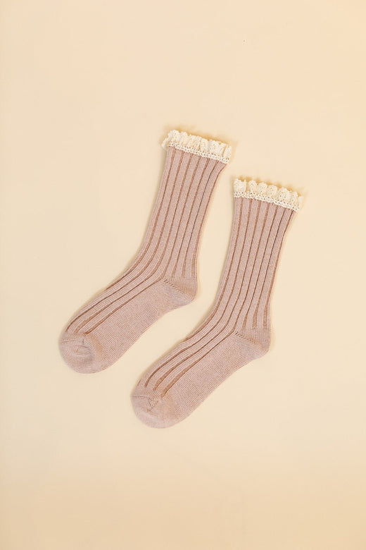 Crochet Trim Socks — Brooklyn Blush, Draper Utah