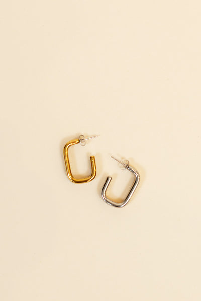 Gold & Silver rectangle studs