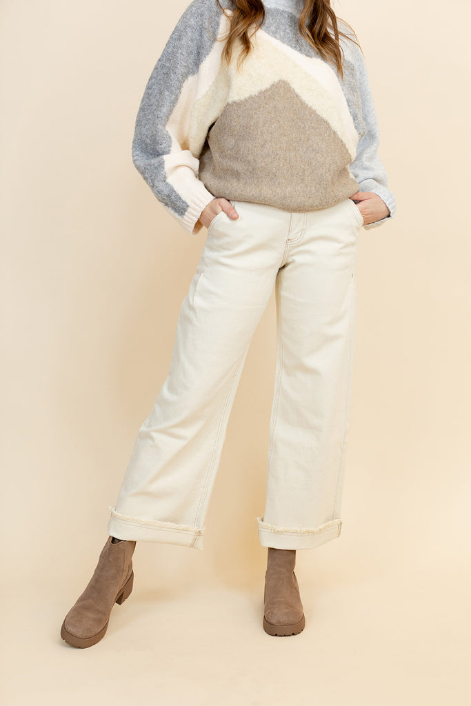 Jovi High Rise Wide Leg Cream Jeans