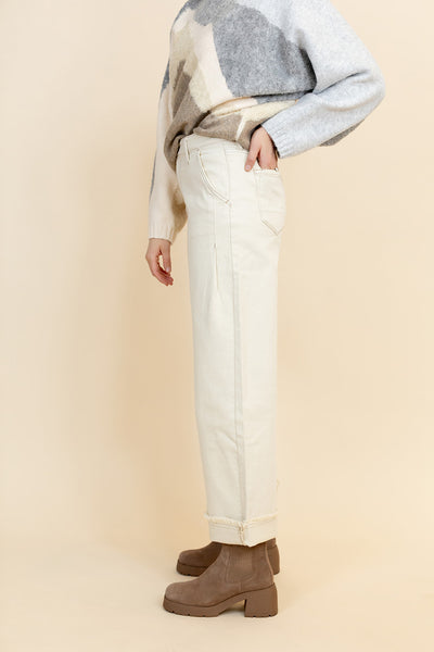 Jovi High Rise Wide Leg Cream Jeans