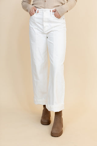 Novie High Rise Wide Leg Jeans (White)