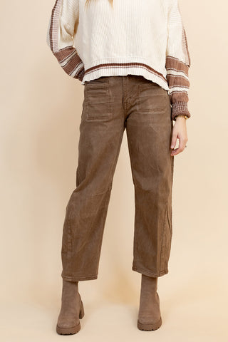 Ensley High Rise Barrell Jean in Coffee