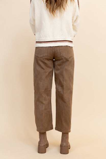 Ensley High Rise Barrell Jean in Coffee