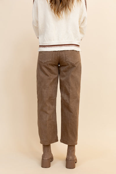 Ensley High Rise Barrell Jean in Coffee