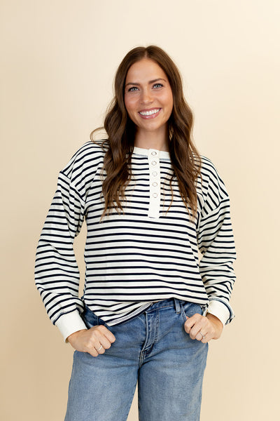 Wells Stripe Henley Shirt