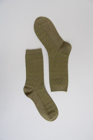 Zig Zag Socks in Moss