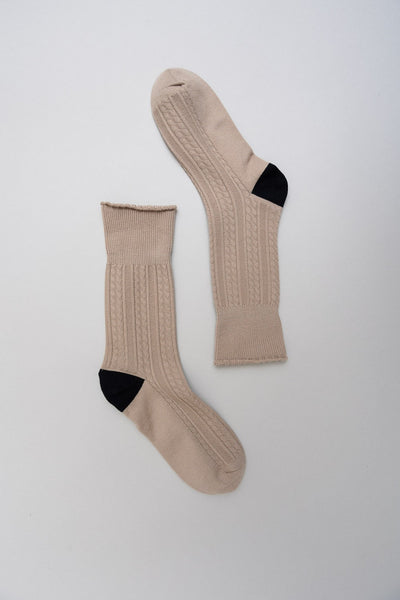 Scalloped Edge Socks in Taupe