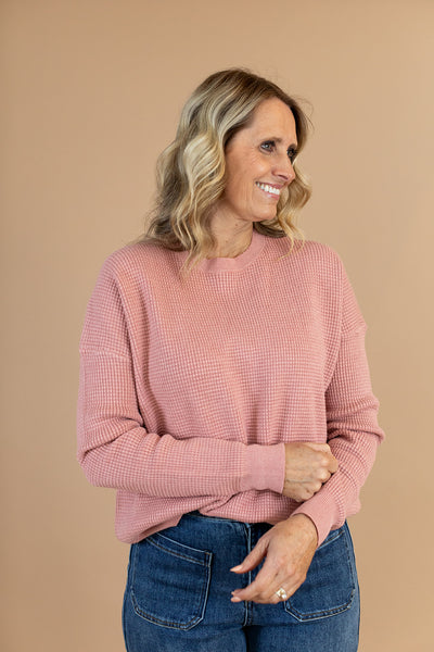 Kodi Textured Sweater in Cranberry