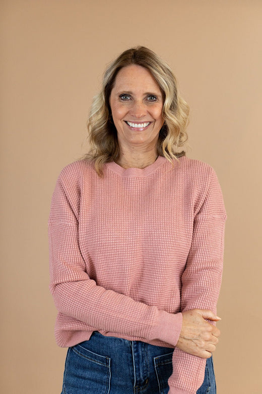 Kodi Textured Sweater in Cranberry — Brooklyn Blush women's boutique, Draper Utah