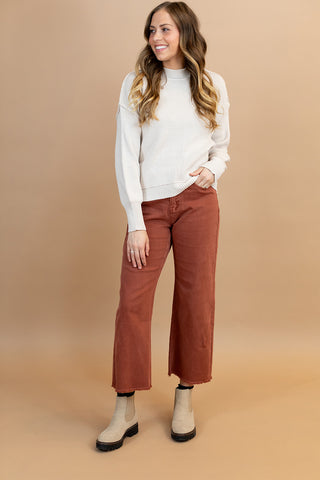 Avery Cropped Jeans In Terracotta