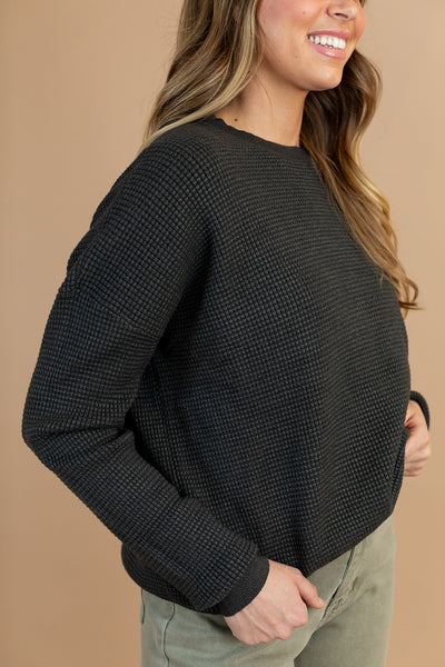 Kodi Textured Sweater in Charcoal