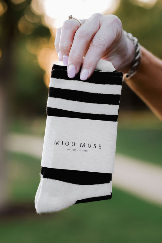 Cream/Black Stripe Socks