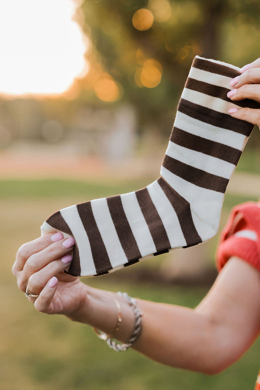 Cream/Brown Stripe Socks