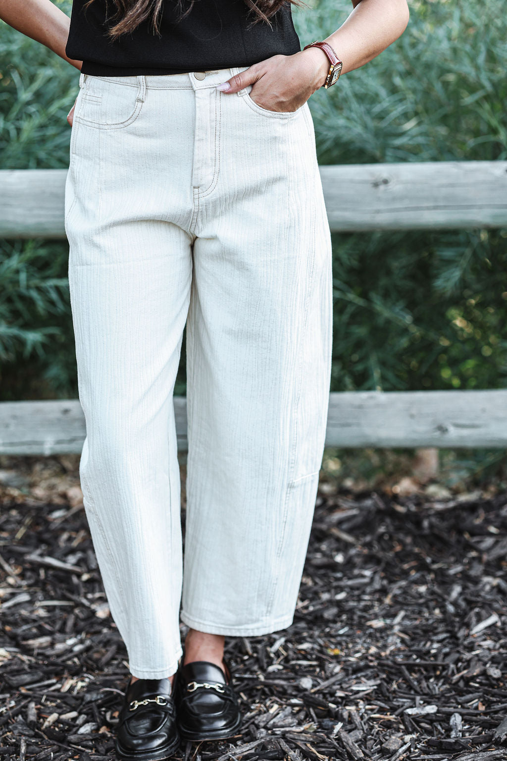 Jo Textured Barrel Jeans