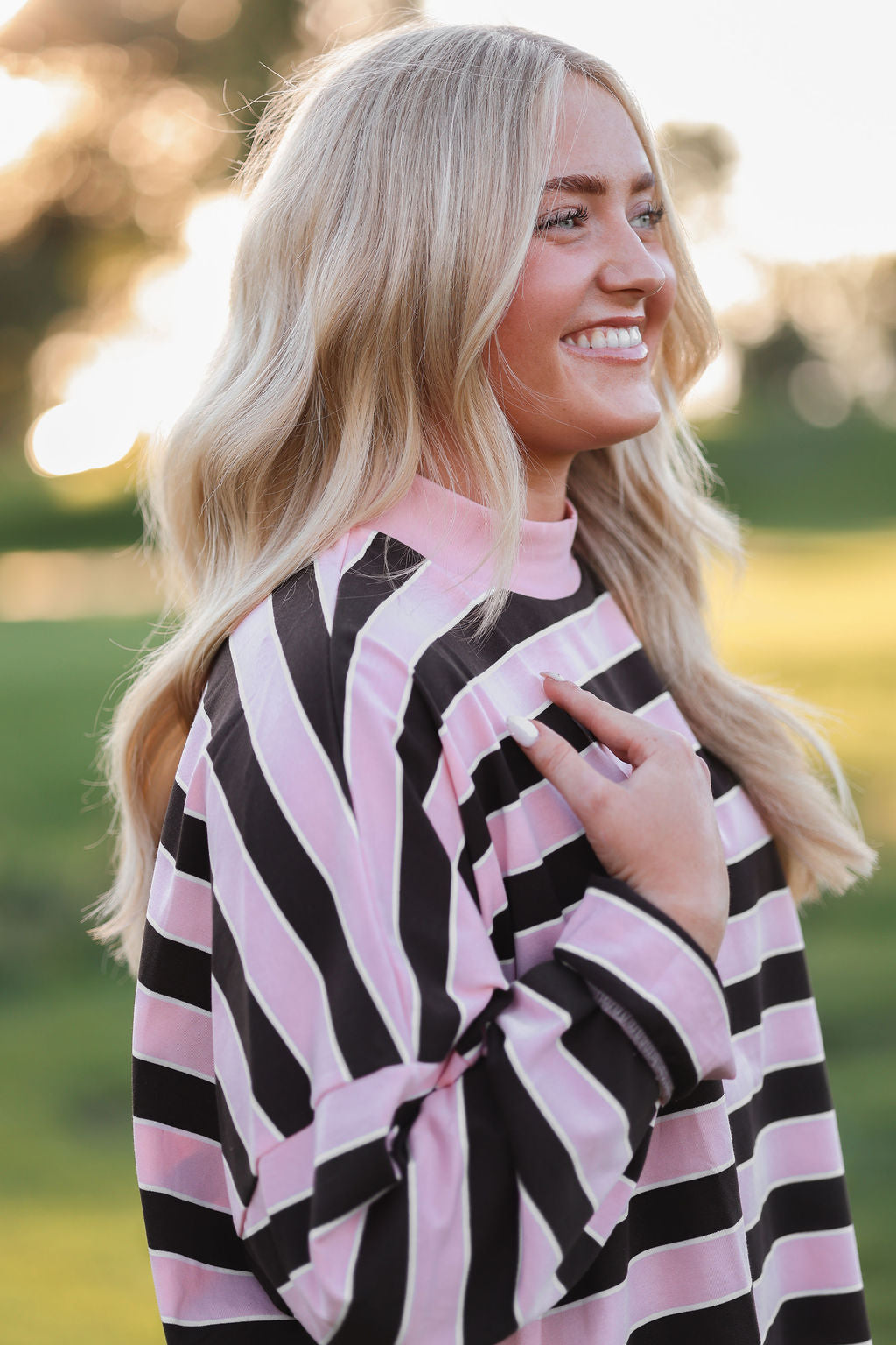 Blair Striped Mock Long Sleeve Shirt