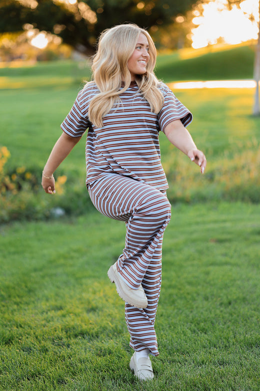 Brianne Pants in Brown/Blue