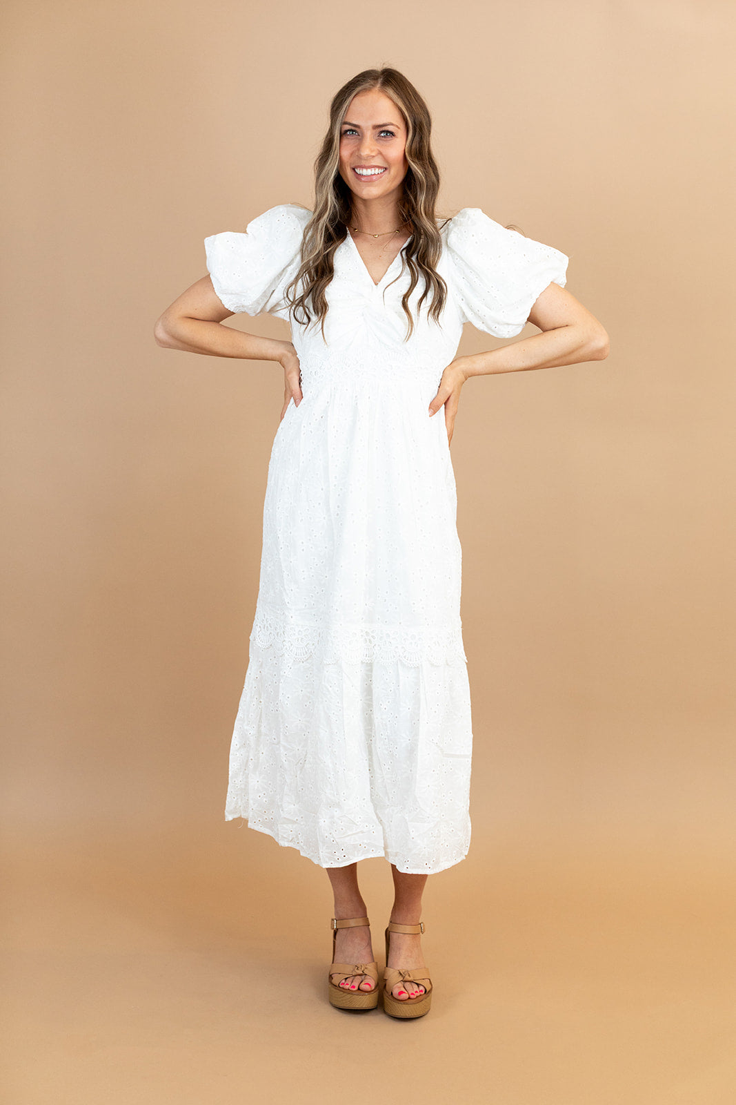Dani Eyelet Dress in White
