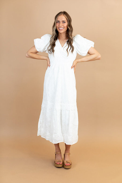Dani Eyelet Dress in White — Brooklyn Blush women's boutique, Draper Utah