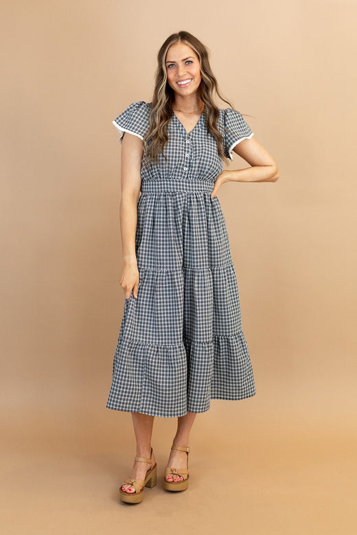 Rayla Plaid Tiered Dress — Brooklyn Blush women's boutique, Draper Utah