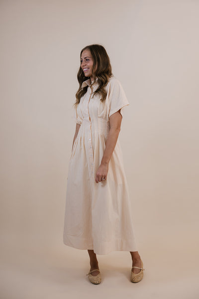 Wynnie Orange Striped Pleated Dress