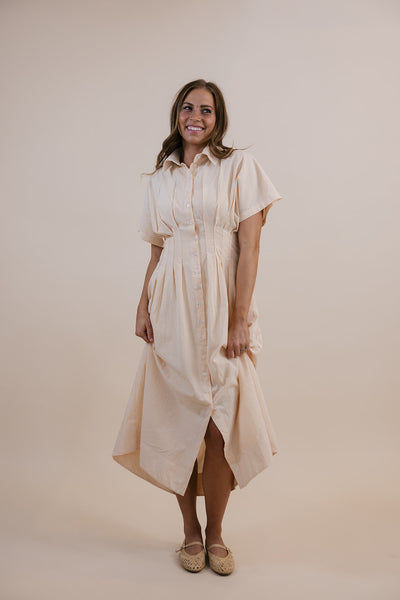 Wynnie Orange Striped Pleated Dress