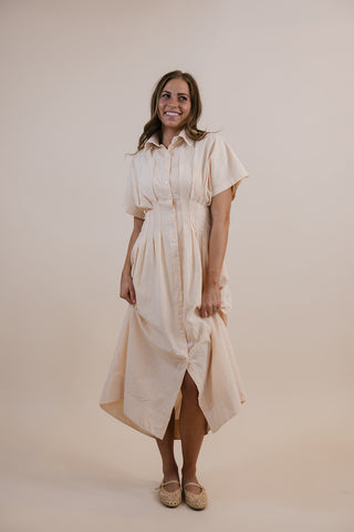 Wynnie Orange Striped Pleated Dress