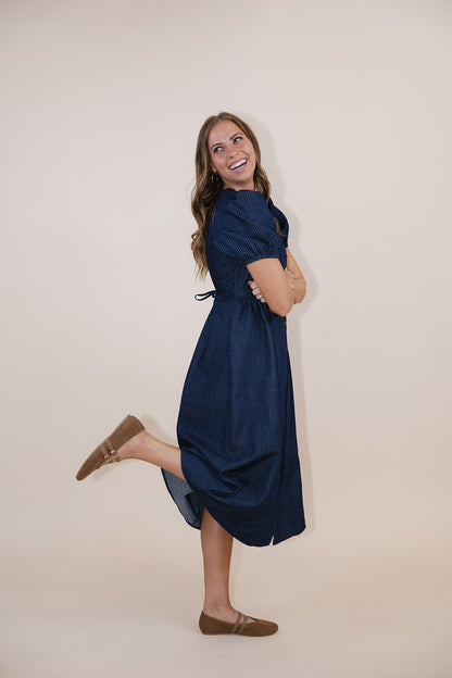 Kollyns Pinstripe Denim Dress