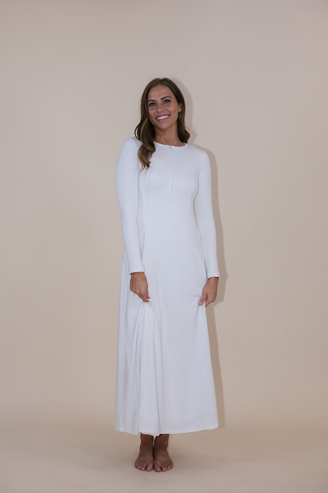 Ash Temple Dress — white LDS temple dress, view 2