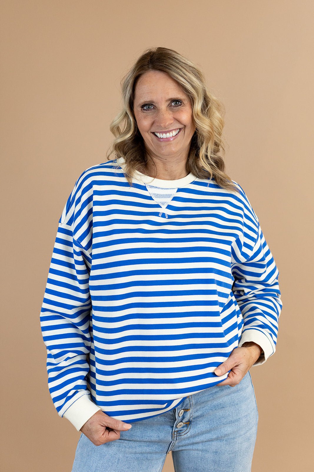 Traci Striped Oversized Sweatshirt — Brooklyn Blush women's boutique, Draper Utah
