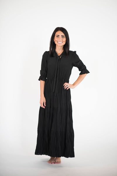 Positano Ruffle Maxi in Black